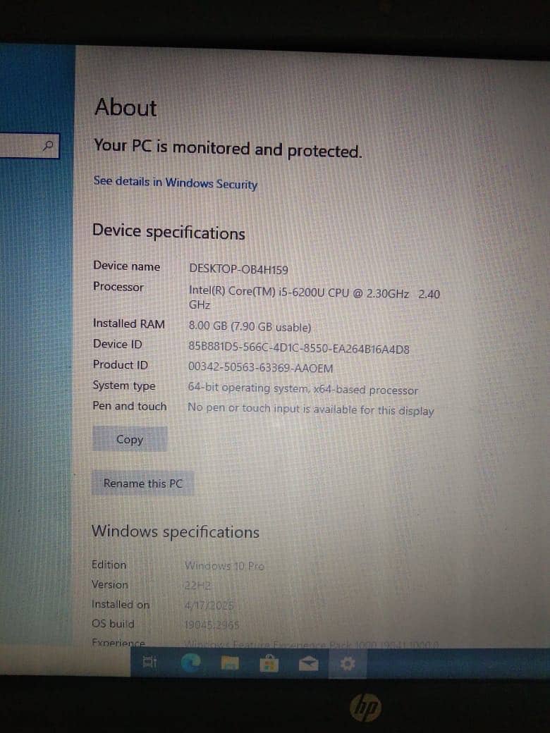 Core I5 Generation 6 HP 0
