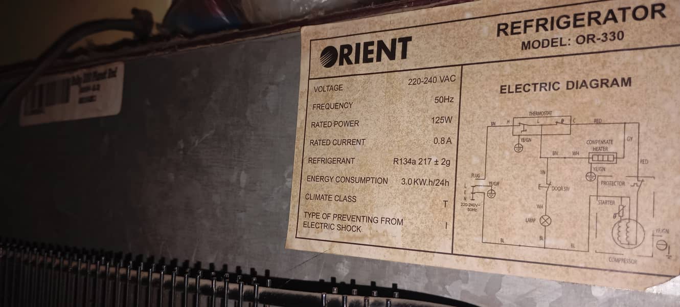 Orient Refrigrator Ruby330 8