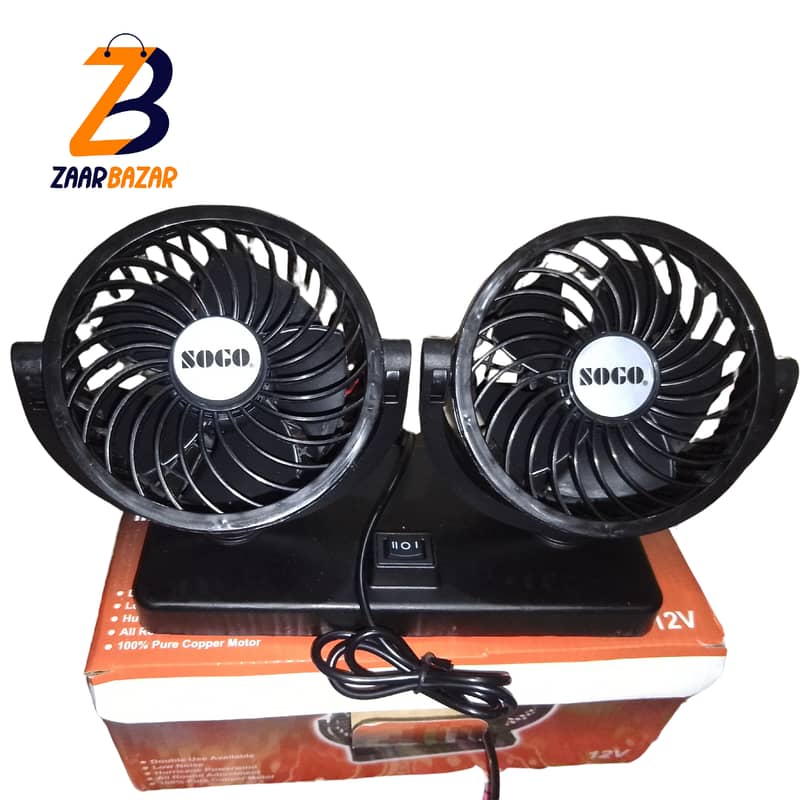 SOGO 12V Dual Head Car Fan – Powerful Cooling for Your Ride! 0