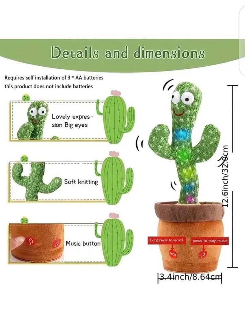 Dancing Cactus Plush Toy For Kids 1