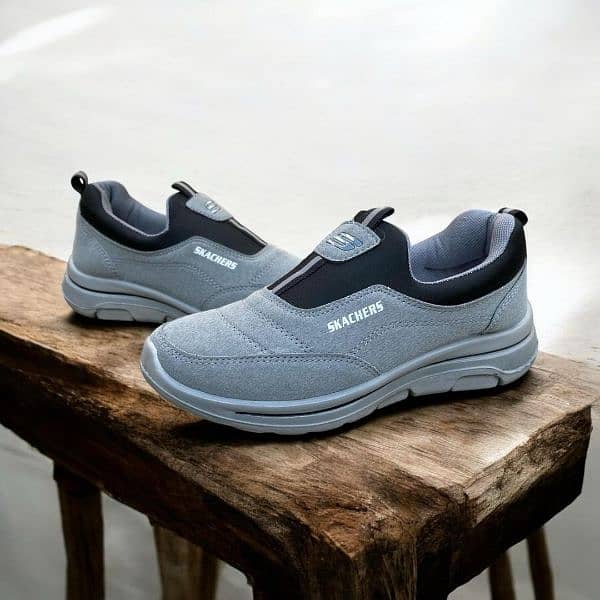 Men's Grey Synthetic Leather Skechers - Perfect for Walking (1 Pcs) 3