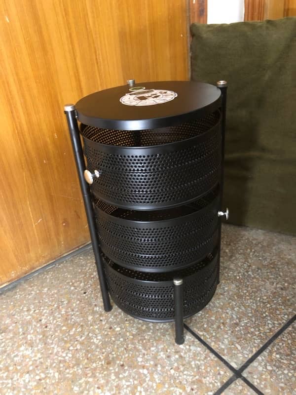 3 tier round rotating storage trolley black 0