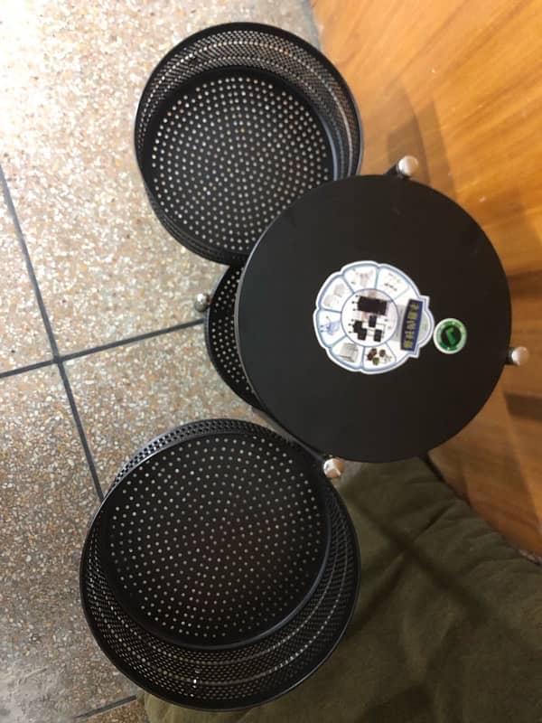 3 tier round rotating storage trolley black 2
