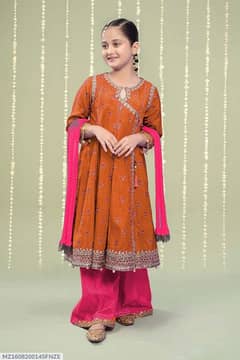 3 Pcs Girls Lawn unstitched Fancy embroidered suit