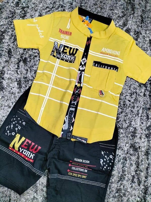 3 pcs printed cotton knicker and shirt best for Bakra eid boys 1