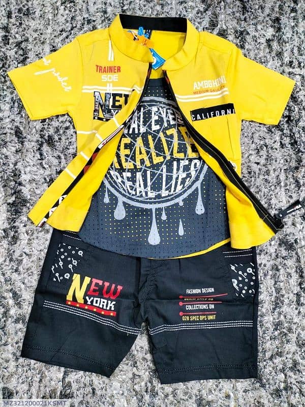 3 pcs printed cotton knicker and shirt best for Bakra eid boys 2
