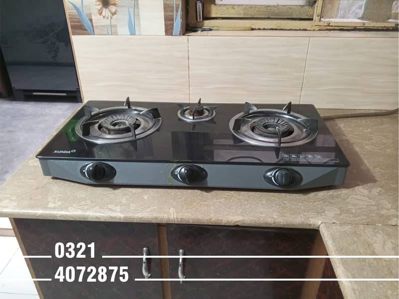 3 Burner Natural Gas Stove for Sale (Glass Compact & Efficient Burner) 0