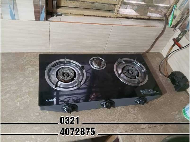 3 Burner Natural Gas Stove for Sale (Glass Compact & Efficient Burner) 1