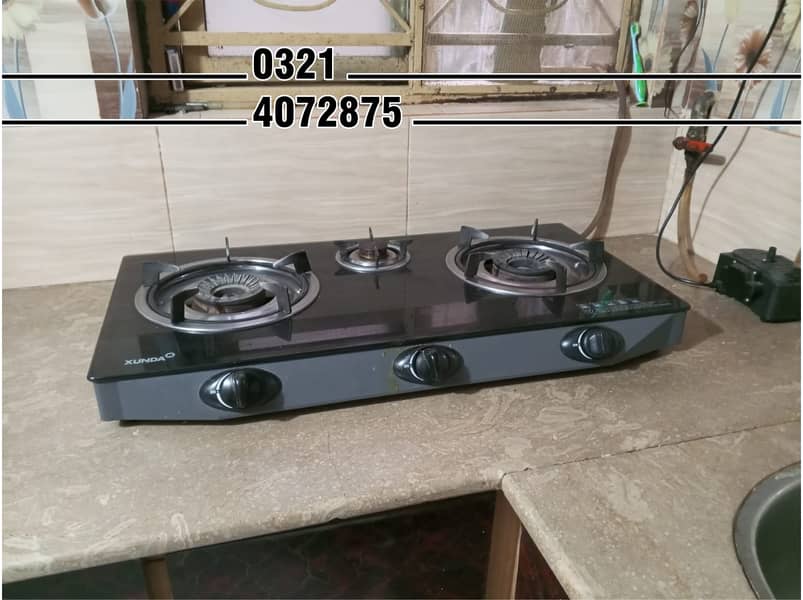 3 Burner Natural Gas Stove for Sale (Glass Compact & Efficient Burner) 3