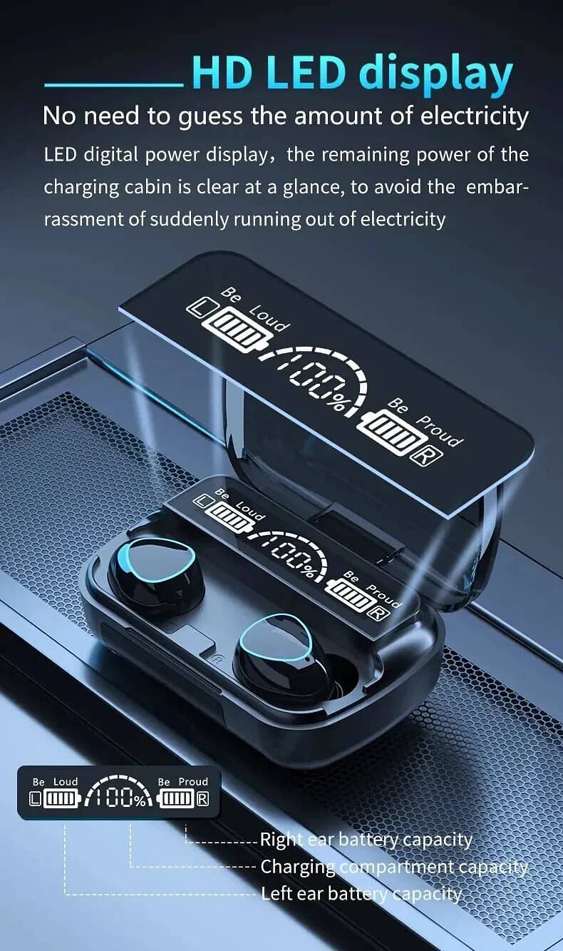 New M10 Earbuds TWS Bluetooth Headphones 3500mAh Charging Box Wireles 1