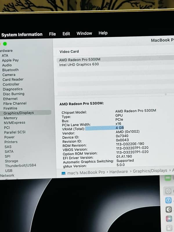 MacBook Pro 2019 – Core i7 | 32GB RAM | 512GB SSD | 4GB GPU | 16-Inch 6
