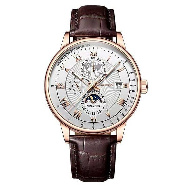 foreign Three eyes moon design belt men watch 0