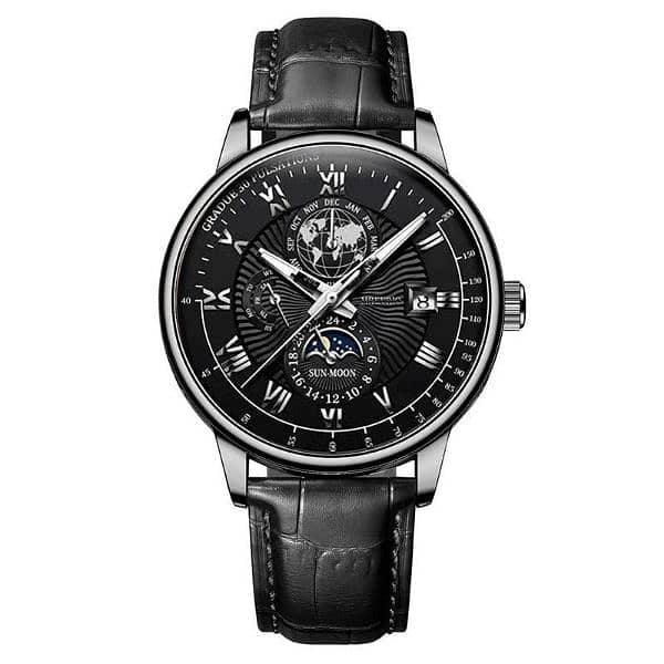 foreign Three eyes moon design belt men watch 3