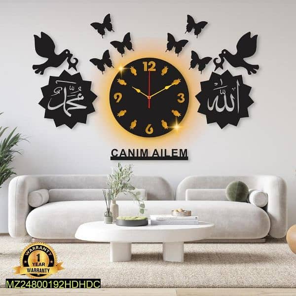 Beautiful MDF Wood Wall Clock With Backlight 0