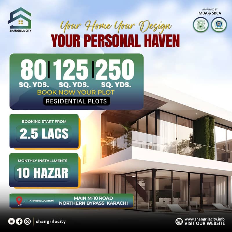 80,125 & 250 sq yd Corner & Park Facing Plot on Easy Installment 0