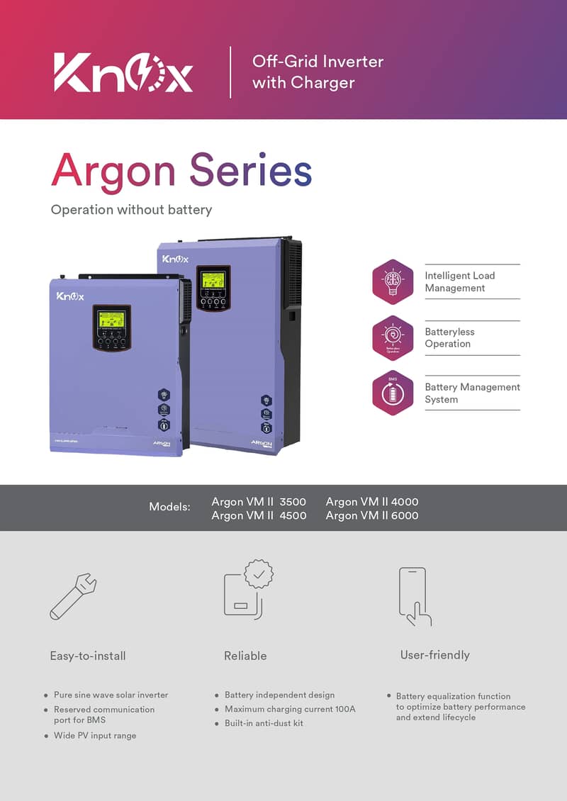 Off Grid solar Inverter Knox Argon Series 3kw and 5kw Dual Output 2