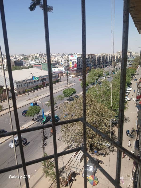 Flat For Rent. 3 bed DD. Road Facing. Johar-Mor KHI 6