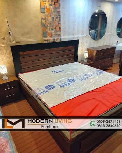 King size bed with 2 side tables best quality