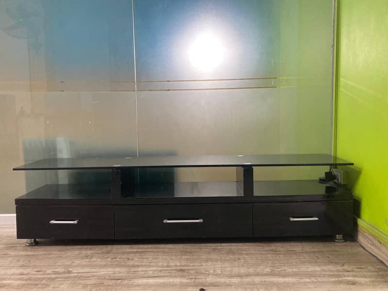 Modern Black Glass TV Console with 3 Drawers – Sleek & Spacious 5