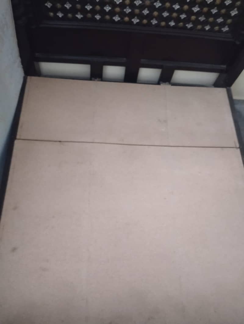 Solid Wood bed with side table 2