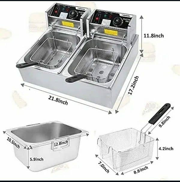 Electric Double 12L Deep Fryer French Fries Electric Fryer Machine. 7