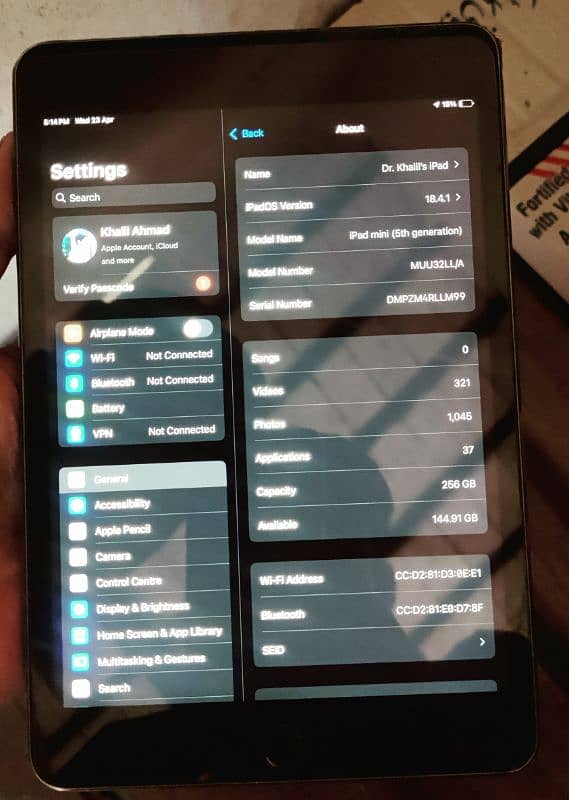 ipad mini5 5th generation. used condition 10/9 4