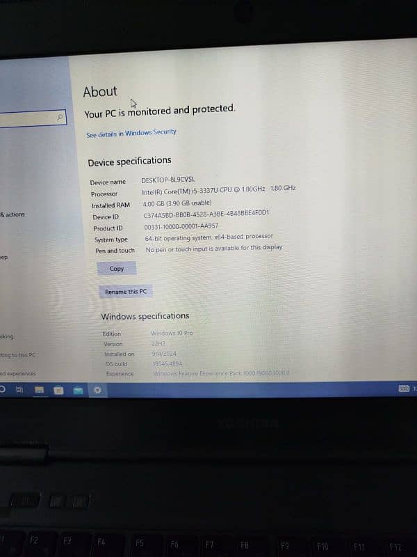 Toshiba portege laptop with windows 10 pro 9