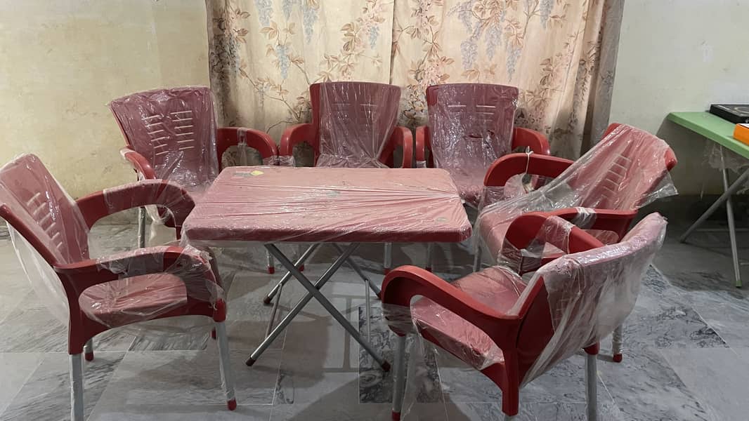 Brand-new chair table 10 by 10 condition not used 1