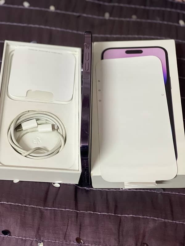 iphone 14 pro max 256 gb factory unlock non pta deep purple 10/10 +box 3