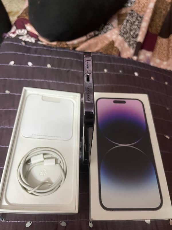 iphone 14 pro max 256 gb factory unlock non pta deep purple 10/10 +box 7