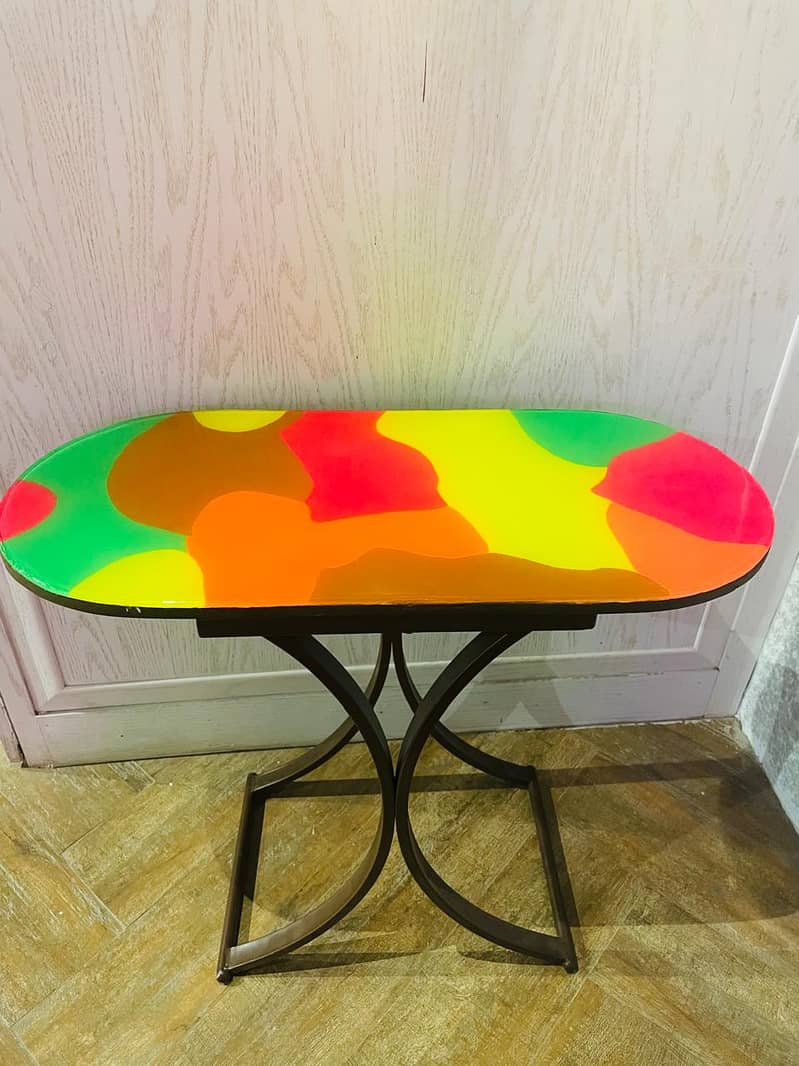 Handcrafted Resin Wooden Side Table – Unique Design 0