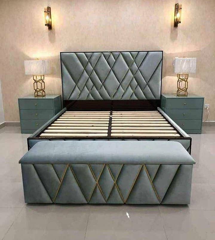Bed / bed set / king size bed / double bed / poshish bed /side tables 15