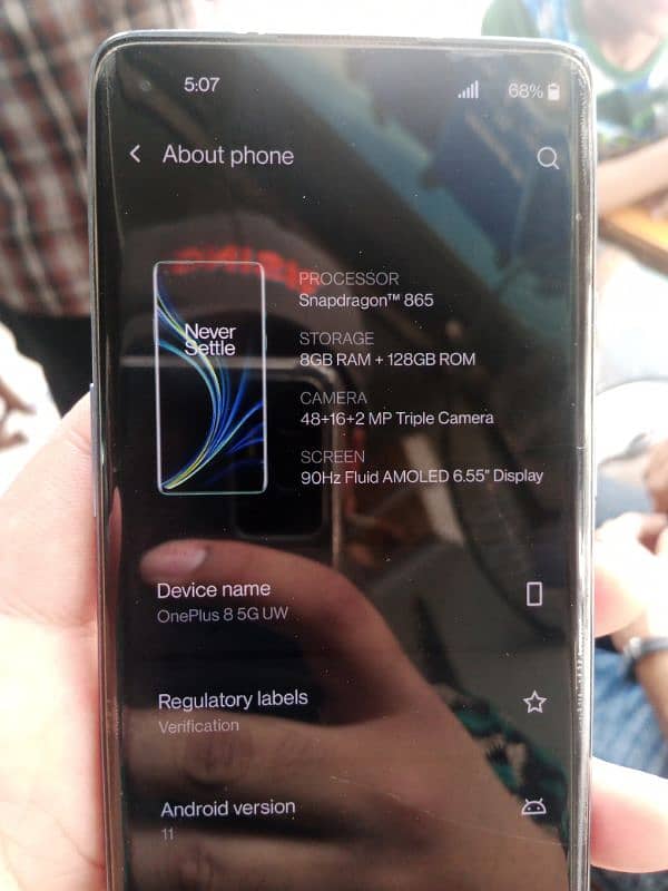 oneplus8t 5g 8/128 snapdragon 865 gaming set Sim working mein he 1