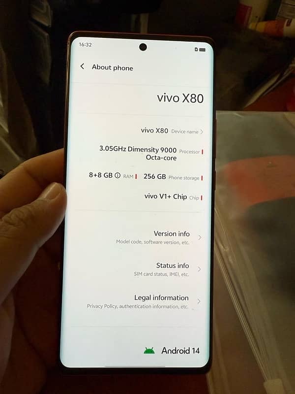 Vivo X80 16+256GB,Orange Leather 2