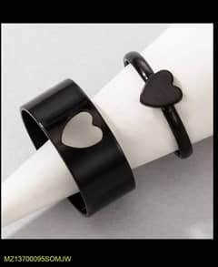 2 PCS TRENDY COUPLE HEART RING