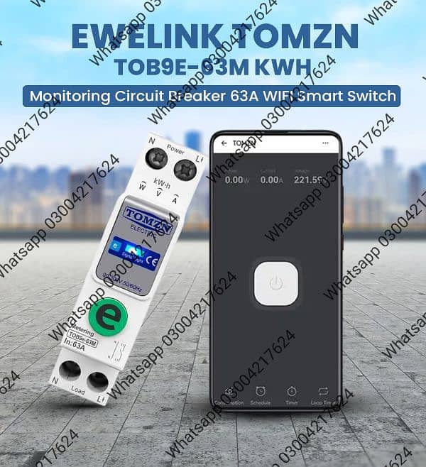 ewelink TOMZN 1P+N 63A 220V WIFI solar Smart home Switch Energy Meter 0