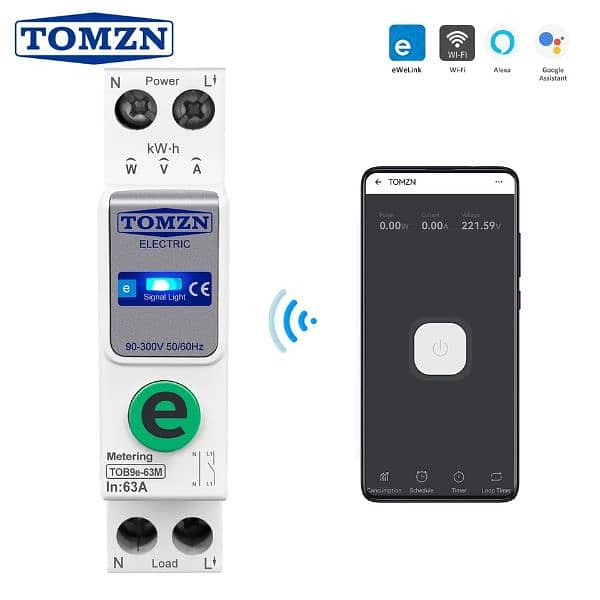 ewelink TOMZN 1P+N 63A 220V WIFI solar Smart home Switch Energy Meter 7