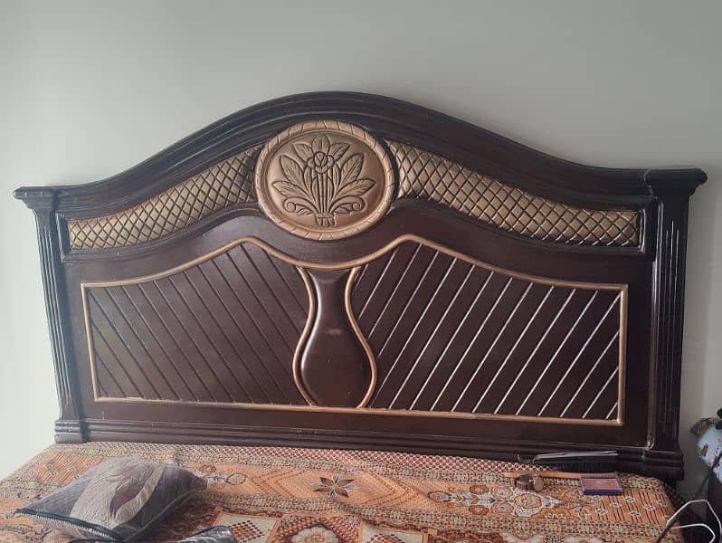 wooden bed set with side tables and dress in 0