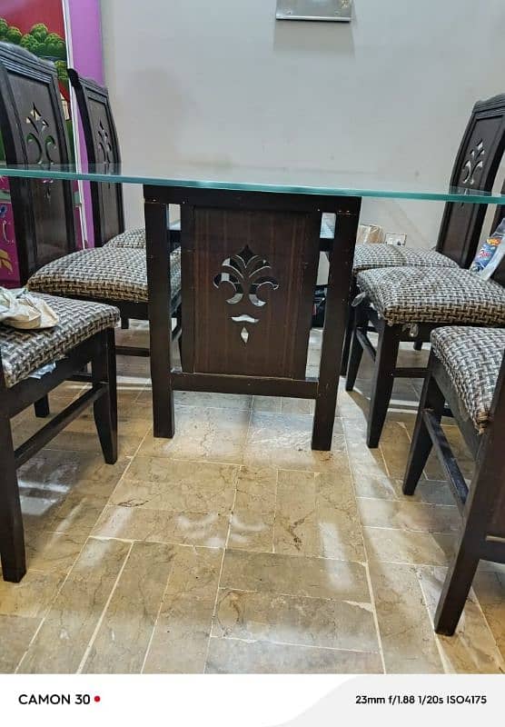 BIG SIZE GLASS DINING TABLE WITH 6 CHAIRS 3