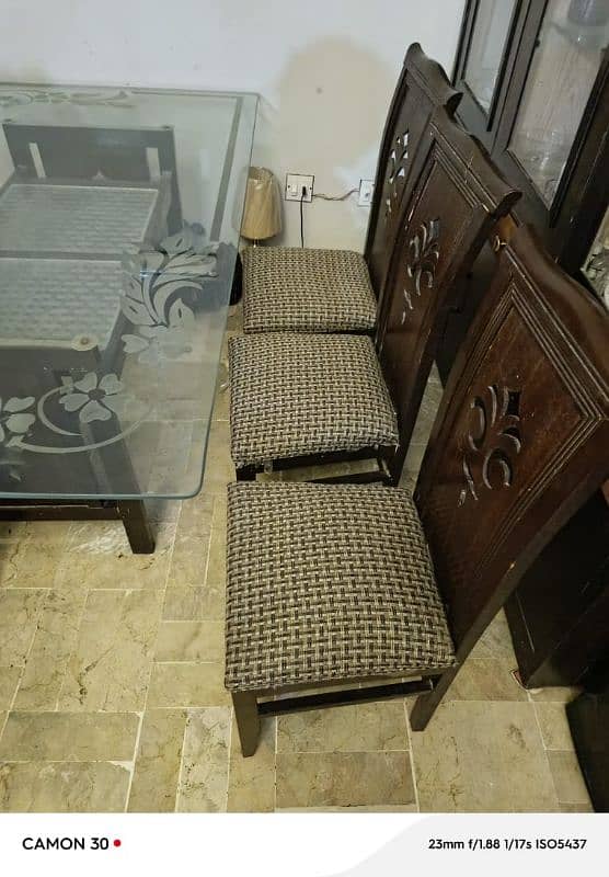 BIG SIZE GLASS DINING TABLE WITH 6 CHAIRS 4