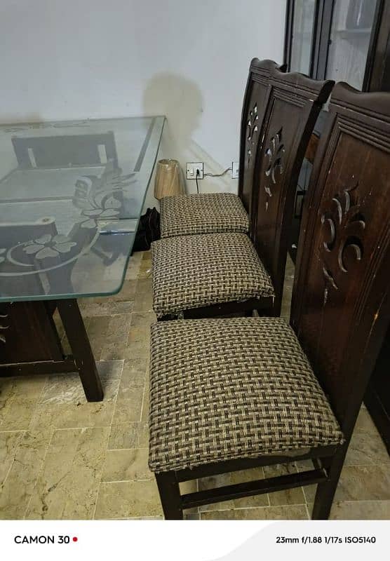 BIG SIZE GLASS DINING TABLE WITH 6 CHAIRS 5