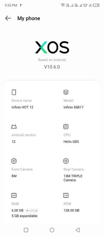 infinix hot 12 6/128 8