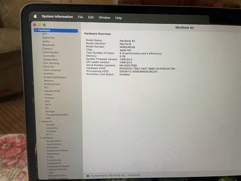 Macbook air M2 15’, 8/512 4