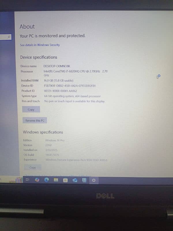 Dell Percision 7520 core i7 8