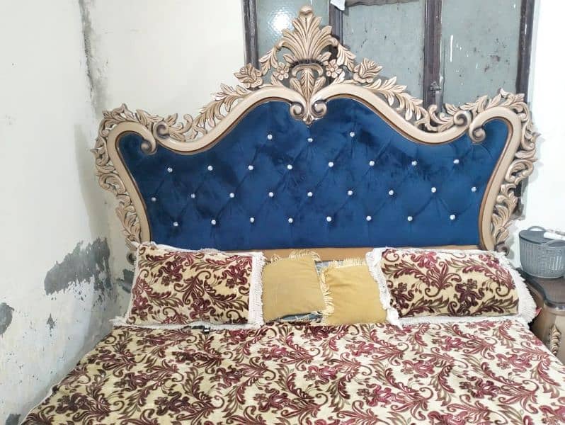 Wooden bed with side tables for sale 1