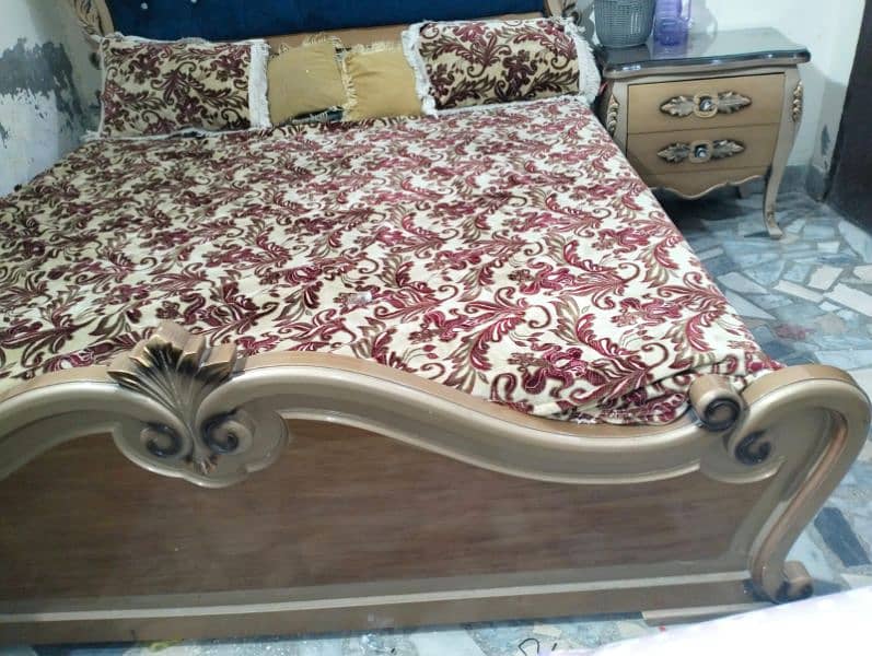Wooden bed with side tables for sale 2