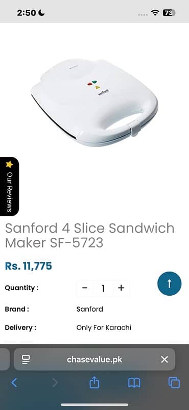 Sanford 4 slice sandwich toaster In excellent condition almst unused 10