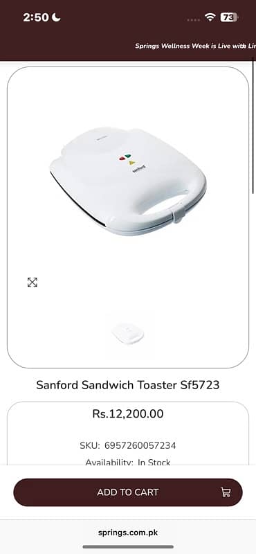 Sanford 4 slice sandwich toaster In excellent condition almst unused 11