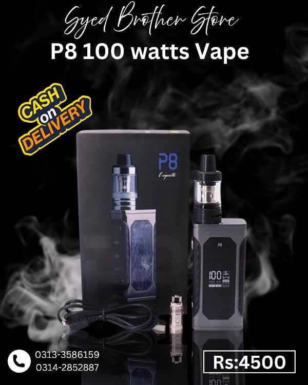 koko prime vision, P8 100 watts vape, caliburn g3 lite, Freemax168, & 1