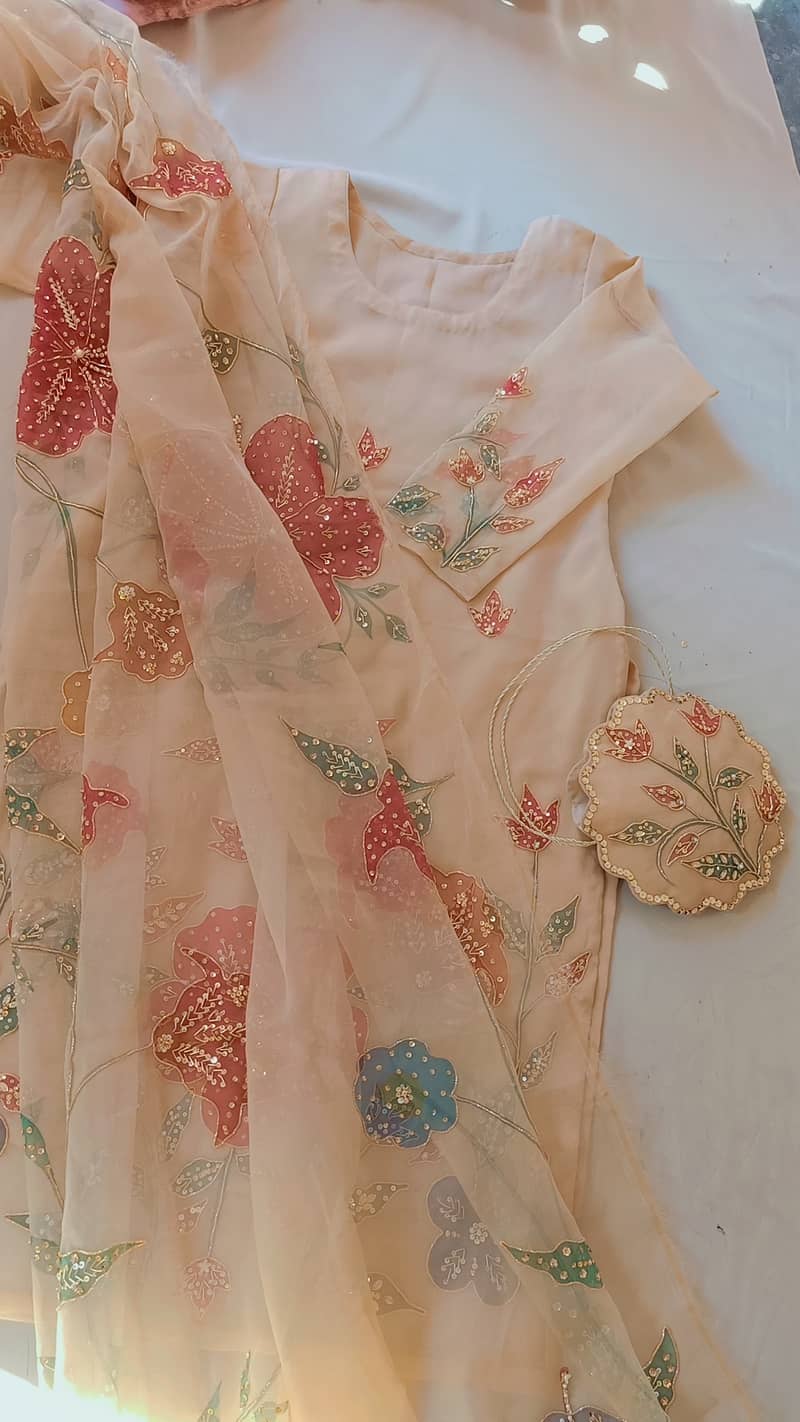 Hand painted and embellished orgenza duppata and dresses 6
